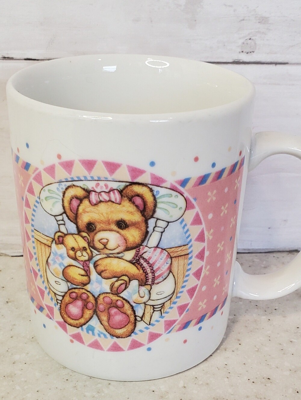 Vintage 1990s Darlington Farms Mama Bear Coffee Mug Pink Teddy Bear Cottagecore